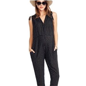 Hatch Black Polka Dot Sleeveless Jumpsuit